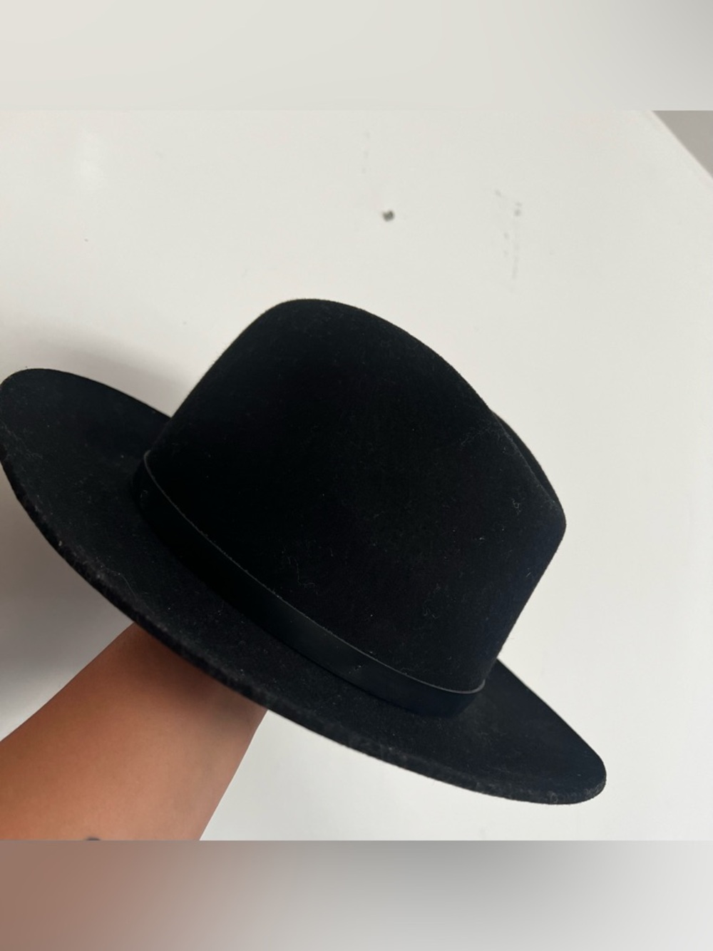 rag & bone Black Wool Felt Hat with Ribbon Trim